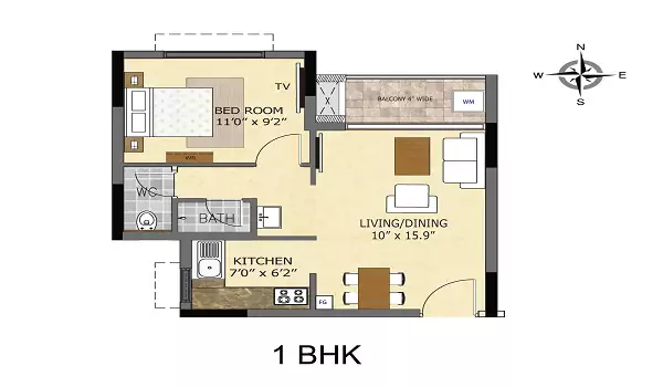 Birla Ojasvi 1 BHK Floor Plan