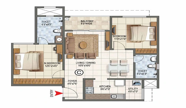 Birla Ojasvi 2 BHK Floor Plan