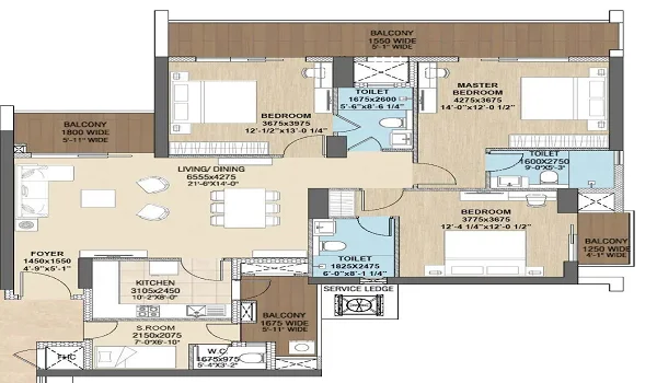 Birla Ojasvi 3 BHK Floor Plan