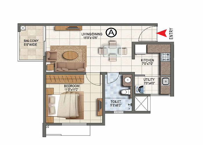 Birla Ojasvi 1 BHK Floor Plan