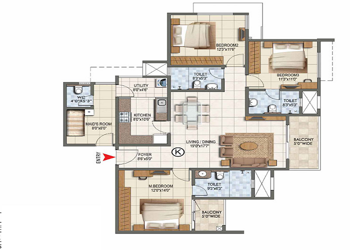 Birla Ojasvi 3 BHK Floor Plan